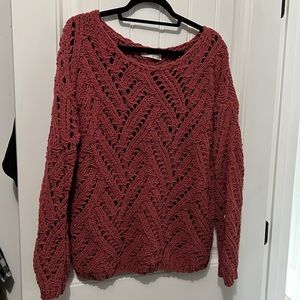 Women’s Sweater, mauve/terracotta color.
